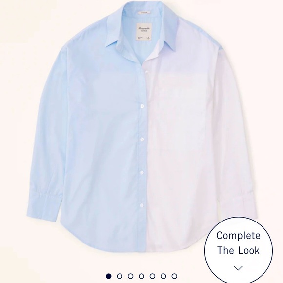 Oversized Poplin Colorblock Button-Up Shirt from Abercrombie & fitch size small - Picture 1 of 12